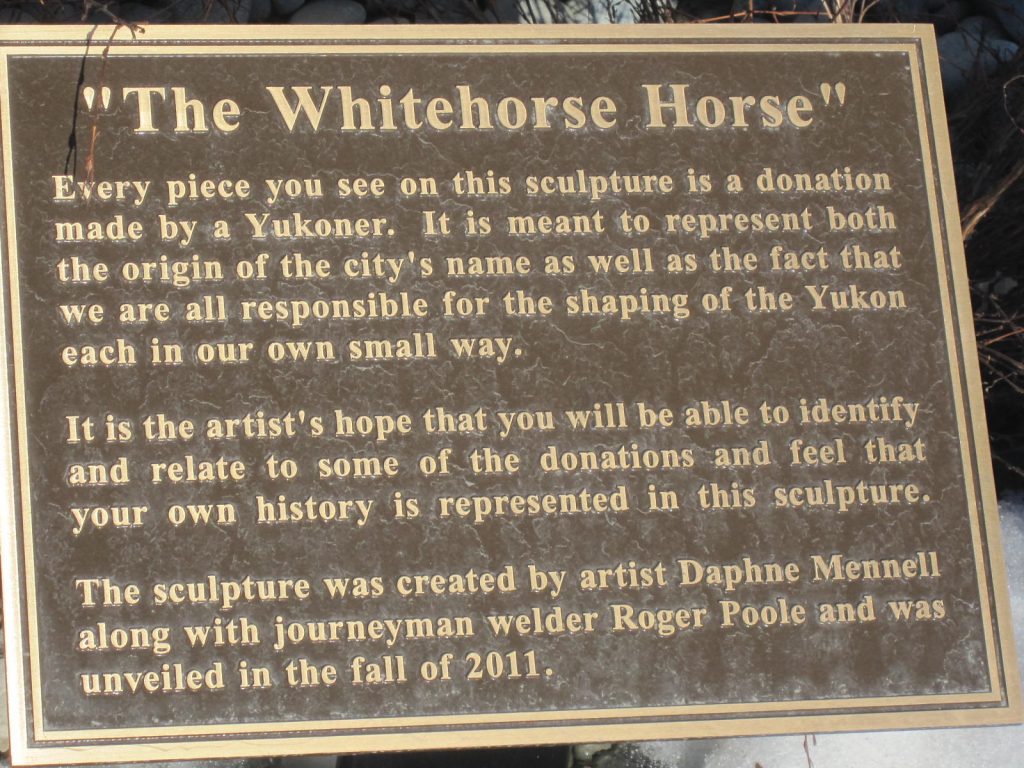 Whitehorse horse placard.